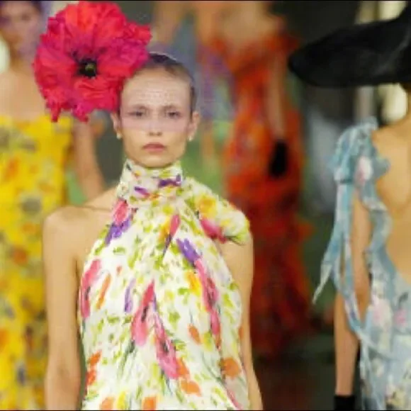 Ralph Lauren Floral Multi Silk Chiffon Ruffled Trumpet Skirt - Picture 13 of 15